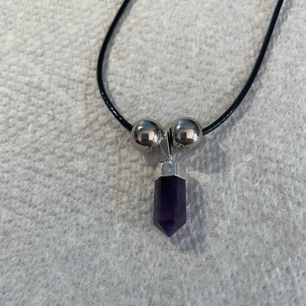 Silver and Purple Pendant Necklace